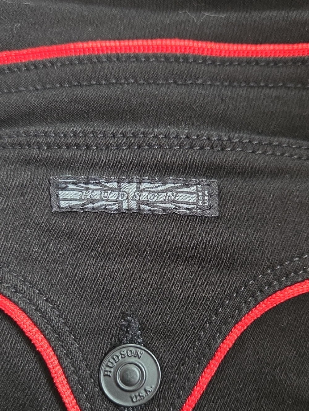 Hudson Jeans Black Skinny Jeans with Red Side Piping - Picture 5 of 7